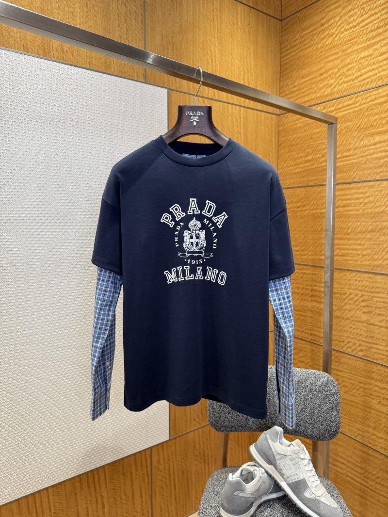 wsxc1764900551549_0.jpg Prada Plaid Patchwork Long Sleeve - 图片 1