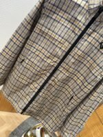 Dior Checkered Stand Collar Embroidered Long-Sleeve Jacket Coat - 图片 4
