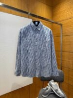 Dior All-Over Print Denim Lapel Collar Shirt
