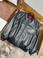 Gucci Logo Embroidered Leather Jacket Coat - 图片 7