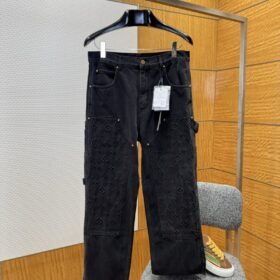 LV Washed Embossed Denim Trousers