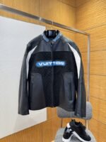 LV Patchwork Racing Leather Jacket Coat