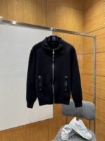 LV Leather Label Knit Wool Zipper Cardigan