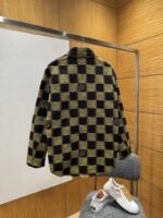 LV Check Print Single-Breasted Long-Sleeve Jacket Coat 1