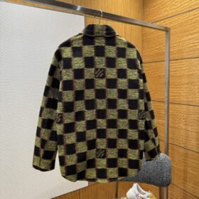 LV Check Print Single-Breasted Long-Sleeve Jacket Coat 1