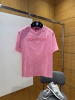 LV Washed Pink Embroidered Crew Neck Short Sleeve