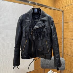 LV Fringe Genuine Leather Jacket Jacket Coat