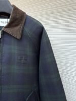 Miu Miu Collared Contrast-Color Check Cotton Coat - 图片 5