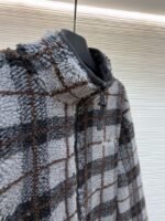 Miu Miu Lambswool Plaid Embroidered Zipper Jacket Coat 1 - 图片 8