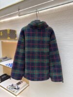 Miu Miu Lambswool Plaid Embroidered Zipper Jacket Coat 2 - 图片 2