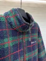Miu Miu Lambswool Plaid Embroidered Zipper Jacket Coat 2 - 图片 8