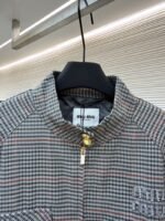 Miu Miu Checkered Stand Collar Zipper Long Sleeve Jacket - 图片 3