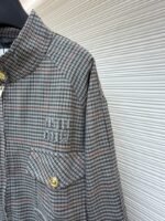 Miu Miu Checkered Stand Collar Zipper Long Sleeve Jacket - 图片 5