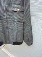 Miu Miu Checkered Stand Collar Zipper Long Sleeve Jacket - 图片 7
