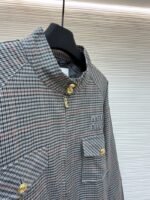 Miu Miu Checkered Stand Collar Zipper Long Sleeve Jacket - 图片 8