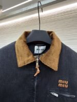 Miu Miu Corduroy Collar Denim Jacket Coat - 图片 3