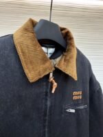 Miu Miu Corduroy Collar Denim Jacket Coat - 图片 8