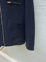 Miu Miu Distressed Washed Leather Collar Zip-Up Cotton Jacket - 图片 7