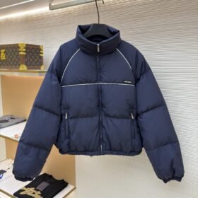 Miu Miu Micro-Label Patch Zipper Long-Sleeve Down Jacket