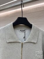 Miu Miu Micro-Logo Zipper Long-Sleeve Sweater - 图片 3