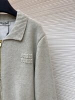 Miu Miu Micro-Logo Zipper Long-Sleeve Sweater - 图片 5