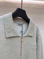 Miu Miu Micro-Logo Zipper Long-Sleeve Sweater - 图片 8