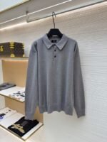 Fendi Double F Gold-Embossed Logo Knit Polo Shirt 1