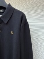 Fendi Double F Gold-Embossed Logo Knit Polo Shirt 2 - 图片 5
