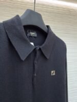 Fendi Double F Gold-Embossed Logo Knit Polo Shirt 2 - 图片 8