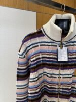 LV Color-Blocked Cable-Knit Zipper Cardigan - 图片 4