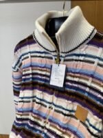 LV Color-Blocked Cable-Knit Zipper Cardigan - 图片 7