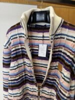 LV Color-Blocked Cable-Knit Zipper Cardigan - 图片 9