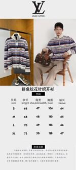 LV Color-Blocked Cable-Knit Zipper Cardigan - 图片 10