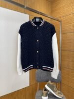LV Color-Blocked 3D Diamond-Pattern Knit Jacket