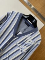 LV 2026 SpringSummer Collection New Blue and White Vertical Striped Cardigan - 图片 3