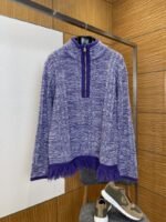 LV 2026 SpringSummer Letter Badge Half-Zip Pullover Fringe Knit Sweater
