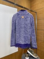 LV 2026 SpringSummer Letter Badge Half-Zip Pullover Fringe Knit Sweater - 图片 2