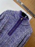 LV 2026 SpringSummer Letter Badge Half-Zip Pullover Fringe Knit Sweater - 图片 3