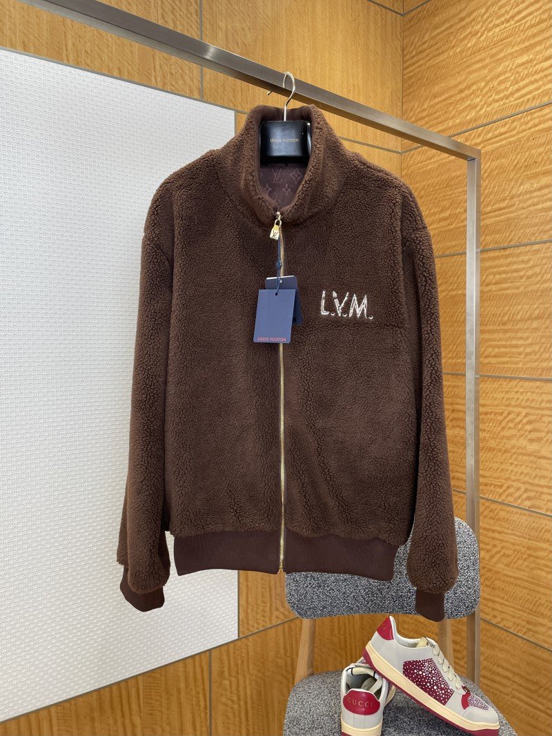 wsxc1767665844442_0.jpg LV Monogram Embroidered Zipper Shearling Jacket - 图片 1
