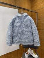 Dior All-Over Print Zipper Hooded Down Jacket