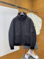 Prada Cuff Logo Zipper Pocket Down Jacket 2