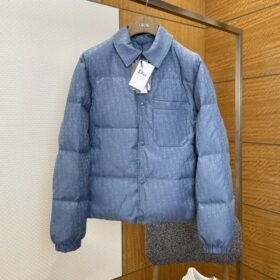 Dior All-Over Print Jacquard Pocket Lapel Down Jacket