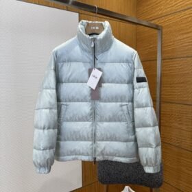 Dior All-Over Print Solid Color Zipper Stand Collar Down Jacket 3