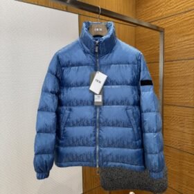 Dior All-Over Print Solid Color Zipper Stand Collar Down Jacket 4