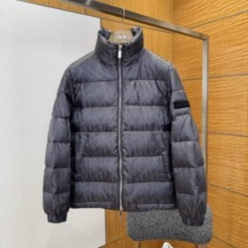 Dior All-Over Print Solid Color Zipper Stand Collar Down Jacket 5
