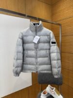 Dior All-Over Print Solid Color Zipper Stand Collar Down Jacket 6
