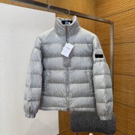 Dior All-Over Print Solid Color Zipper Stand Collar Down Jacket 6