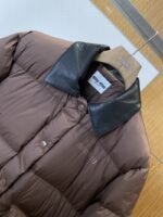 Miu Miu Logo Print Leather Collar Down Jacket 1 - 图片 3