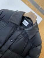 Miu Miu Logo Print Leather Collar Down Jacket 2 - 图片 3