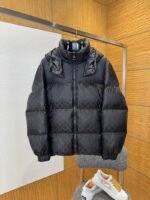 LV All-Over Print Hooded Stand Collar Down Jacket